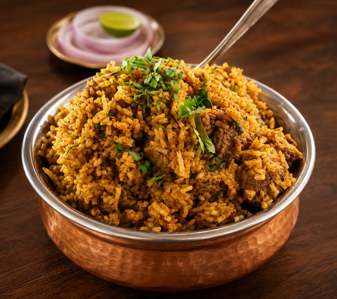 Aromatic basmati biryani served at Tamarind East Indian Restaurant in Northwest Calgary